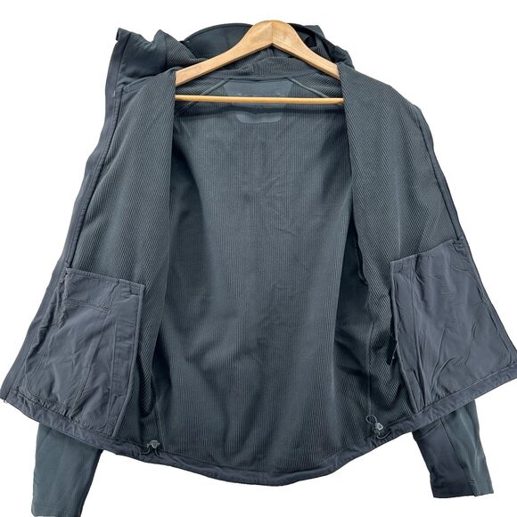 Lululemon Fleece Back Soft Shell Jacket Mens Size M Graphite Gray Hood Full Zip - Picture 5 of 12